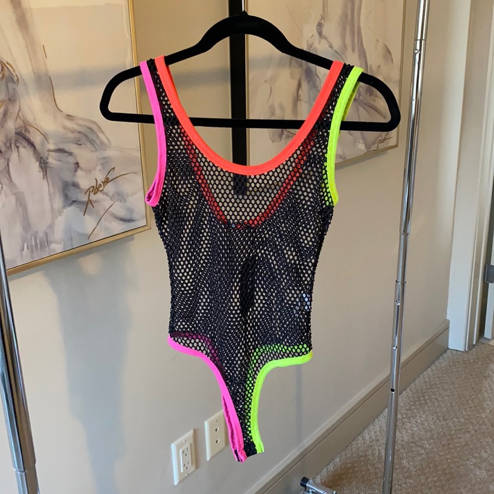 Mesh and Neon Body Suit - New With Tags